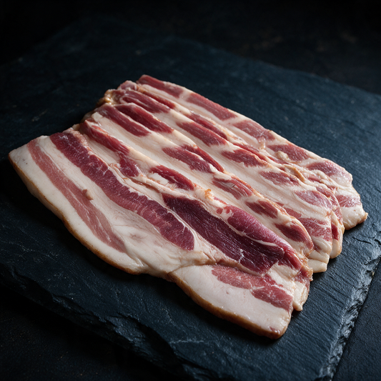 Raw pasture-raised chicken cut into eight pieces on dark slate